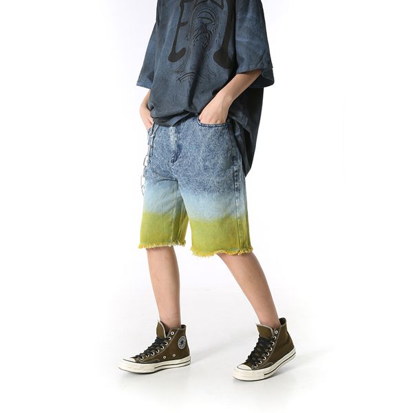 original gradient hip hop jeans shorts frayed ripped streetwear harajuku denim shorts loose straigh knee length pants mens, White;black
original gradient hip hop jeans shorts frayed ripped streetwear harajuku denim shorts loose straigh knee length pants mens, White;black