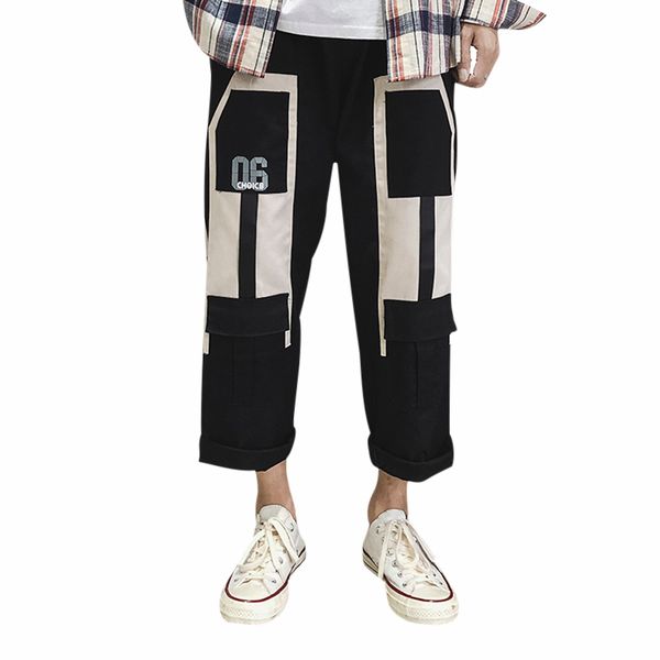 men's pants casual loose colorblock cropped wide leg workwear youth trousers male harajuku fashion men overalls, Black
men's pants casual loose colorblock cropped wide leg workwear youth trousers male harajuku fashion men overalls, Black