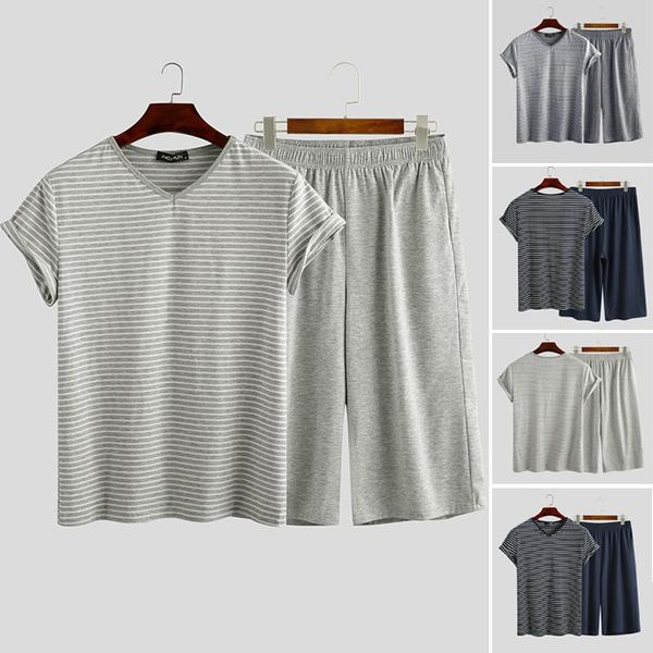 2020 fashion men sleepwear suits men striped pajamas sets summer v neck leisure short sleeve t shirts casual shorts nightclothes, Black;brown
2020 fashion men sleepwear suits men striped pajamas sets summer v neck leisure short sleeve t shirts casual shorts nightclothes, Black;brown