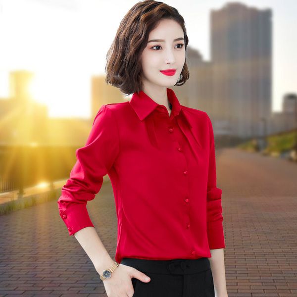 women's blouses & shirts 2021 women office work shirt female elegant silk satin long sleeve button lady blouse k209 plus s, White
women's blouses & shirts 2021 women office work shirt female elegant silk satin long sleeve button lady blouse k209 plus s, White