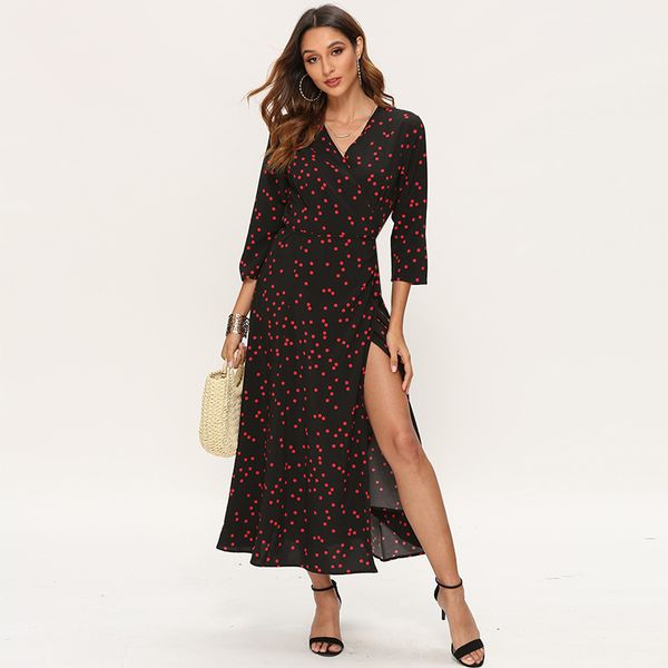 casual dresses women chic polka dot long maxi dress 2021 boho v neck split party three quarter sleeve wrap vestidos mujer, Black;gray
casual dresses women chic polka dot long maxi dress 2021 boho v neck split party three quarter sleeve wrap vestidos mujer, Black;gray