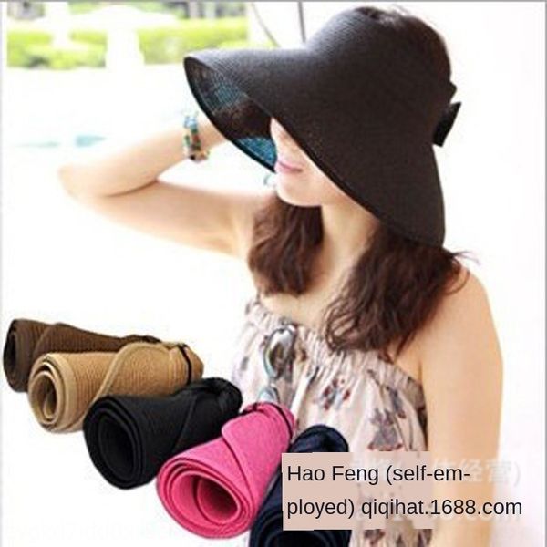 sun straw korean style women's roll foldable straw empty hat sun hat, Blue;gray
sun straw korean style women's roll foldable straw empty hat sun hat, Blue;gray