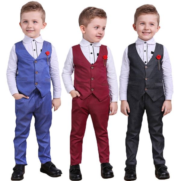 children boy handsome three-piece clothes set autumn winter baby boys gentlemen casual vest+shirt+pants suits wedding clothes, White
children boy handsome three-piece clothes set autumn winter baby boys gentlemen casual vest+shirt+pants suits wedding clothes, White