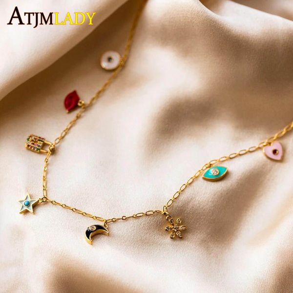 2020 summer colorful jewelry enamel cz paved minimal flower moon star kiss heart drop cz charm 35+10cm choker women necklace, Silver
2020 summer colorful jewelry enamel cz paved minimal flower moon star kiss heart drop cz charm 35+10cm choker women necklace, Silver