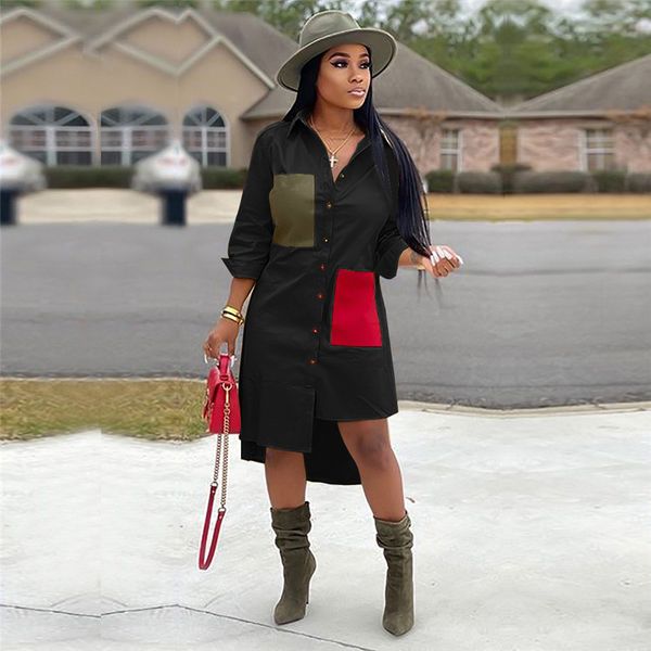 luxury womens long shirt dresses contrast color panelled lapel neck dress casual single breasted female clothing, Black;gray
luxury womens long shirt dresses contrast color panelled lapel neck dress casual single breasted female clothing, Black;gray