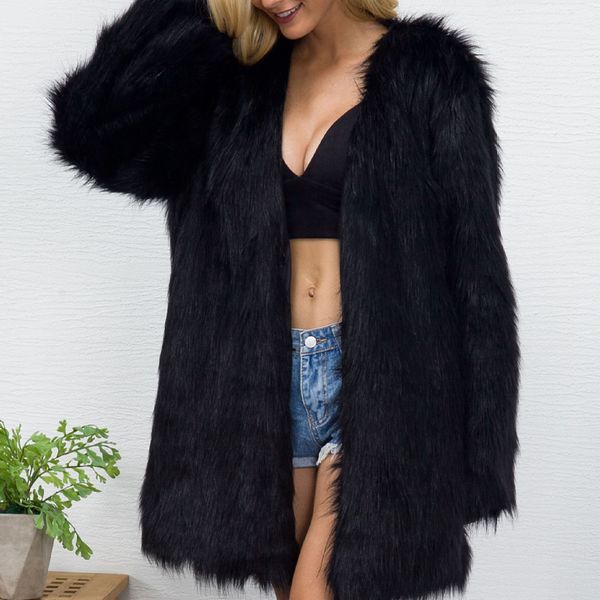 fluffy women's fur coat autumn and winter women's coat solid color party fashion warm clothing artificial fur, Black
fluffy women's fur coat autumn and winter women's coat solid color party fashion warm clothing artificial fur, Black