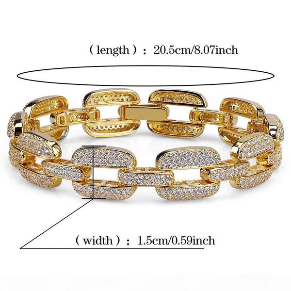 14k gold silver color plated hip hop bracelets micro pave cz stone iced out men's copper cuban chain link 15mm bracelets, Black
14k gold silver color plated hip hop bracelets micro pave cz stone iced out men's copper cuban chain link 15mm bracelets, Black