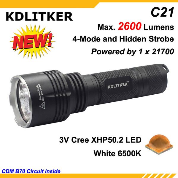 flashlights torches kdlitker c21 3v cree xhp50.2 2600 lumens 5-mode led - black ( 1x21700 )
flashlights torches kdlitker c21 3v cree xhp50.2 2600 lumens 5-mode led - black ( 1x21700 )