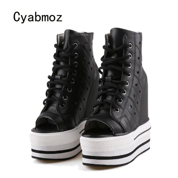 cyabmoz high heels pumps genuine leather height increasing shoes woman sneakers hollow peep toe platform women party black shoes
cyabmoz high heels pumps genuine leather height increasing shoes woman sneakers hollow peep toe platform women party black shoes