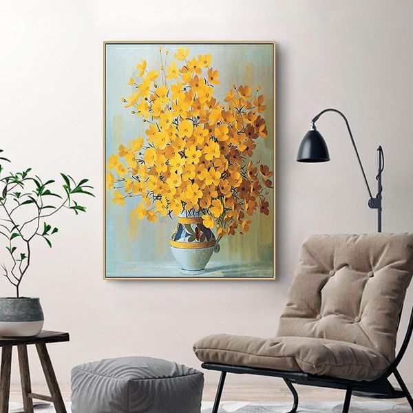 

урожай цветок плакат белый желтый цветы холст живописи картина маслом стены искусства картины для гостиной home decor (без рамки