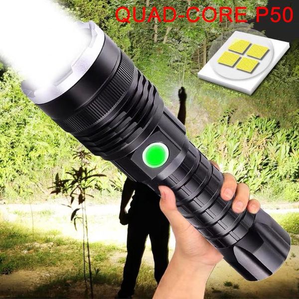 P50 Led Lantern Zoom Usb Rechargeable High Power Powerful Torch Use 18650 Or 26650 Light Tactical Torch Lamp 3 Modes