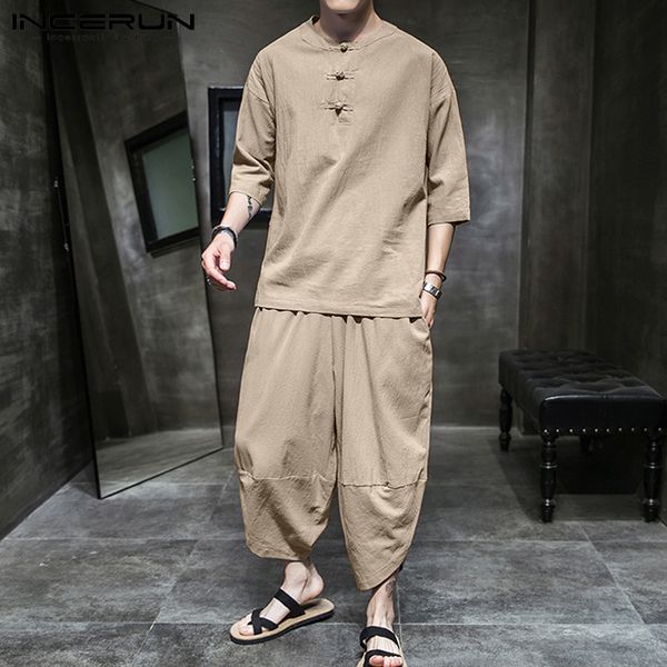 incerun vintage men наборы solid color 3/4 рукав повседневная рубашка теленка длина брюки 2 шт streetwear хлопок высокого качества мужские к, Gray
incerun vintage men наборы solid color 3/4 рукав повседневная рубашка теленка длина брюки 2 шт streetwear хлопок высокого качества мужские к, Gray