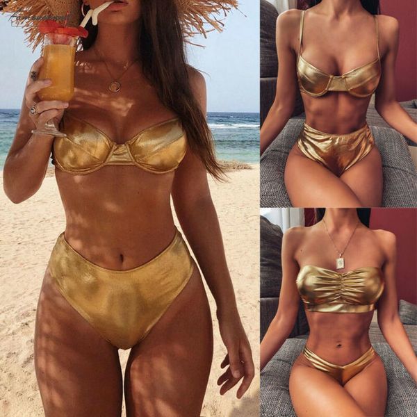 2020 new women bikini set push up wet look swimwear two pieces push up swimsuit female chic bathing suit, White;black
2020 new women bikini set push up wet look swimwear two pieces push up swimsuit female chic bathing suit, White;black