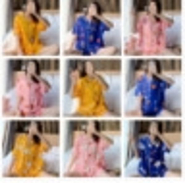 ozfsm pajamas women's short-sleeved cardigan cartoon cute girl's wear shorts and home suit pajamas women's short-sleeved card, Blue;red 
ozfsm pajamas women's short-sleeved cardigan cartoon cute girl's wear shorts and home suit pajamas women's short-sleeved card, Blue;red