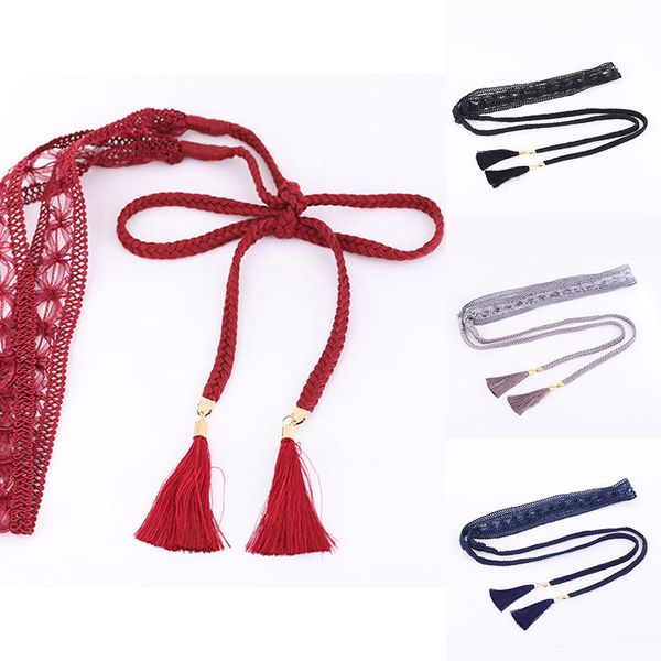 1pcs lace hollow tie waist belt weaving belt thin knitted belts tassel decoration bow tie knot women waist chain rope, Black;brown
1pcs lace hollow tie waist belt weaving belt thin knitted belts tassel decoration bow tie knot women waist chain rope, Black;brown