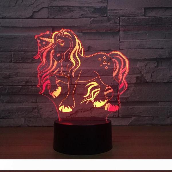 Unicorn 3d Optical Illusion Lamp Night Light Dc 5v Usb Powered Battery Wholesale Dropshipping In