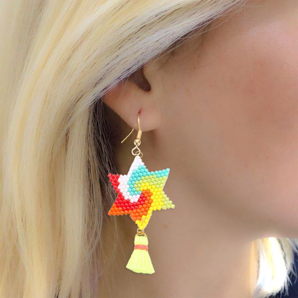 rice beads hand-woven earrings ins simple fashion european and american colored pentagram ladies earrings, Golden
rice beads hand-woven earrings ins simple fashion european and american colored pentagram ladies earrings, Golden
