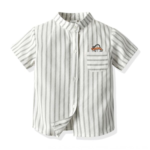 wear new boys' short-sleeved children's summer striped children's clothing shirt stand collar boys' pure cotton shirt, White;black
wear new boys' short-sleeved children's summer striped children's clothing shirt stand collar boys' pure cotton shirt, White;black