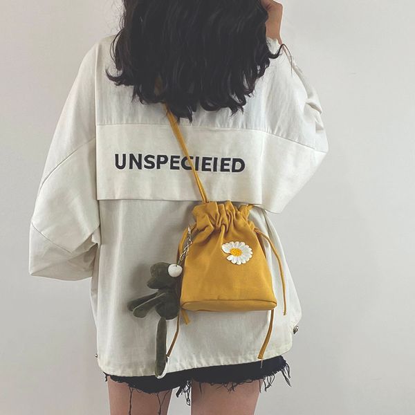 small daisy bucket bag bag female 2020 fashionable harajuku canvas messenger student street yellow bucket with pendant
small daisy bucket bag bag female 2020 fashionable harajuku canvas messenger student street yellow bucket with pendant