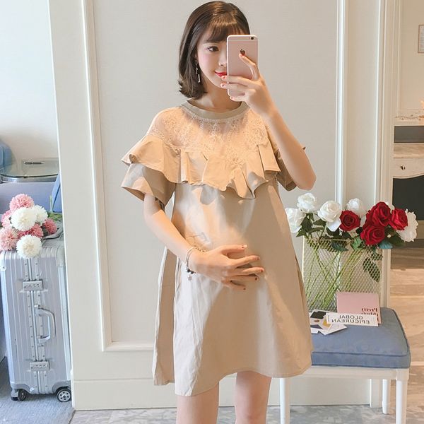 2020 summer new style korean-style flounced lace joint loose and plus-sized girl's dress pregnant women, White
2020 summer new style korean-style flounced lace joint loose and plus-sized girl's dress pregnant women, White