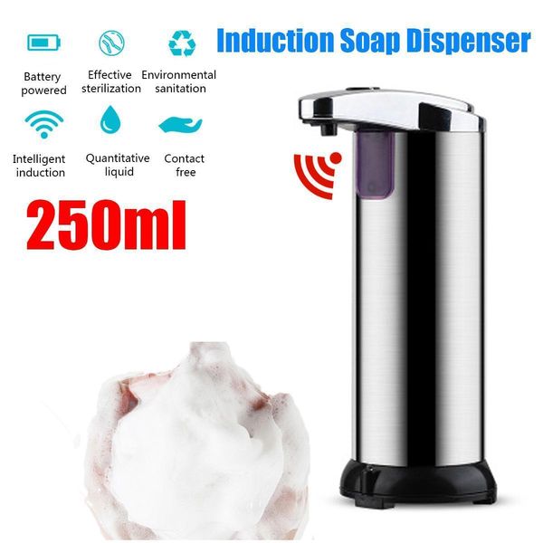 250ml automatic liquid soap dispenser sensor touchless stainless steel electroplated sanitizer dispensador for bathroom home y200407
250ml automatic liquid soap dispenser sensor touchless stainless steel electroplated sanitizer dispensador for bathroom home y200407