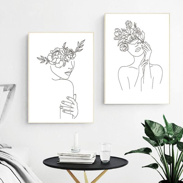 minimalist line drawing poster black white abstract art flower woman artwork canvas painting modern wall picture home decoration
minimalist line drawing poster black white abstract art flower woman artwork canvas painting modern wall picture home decoration