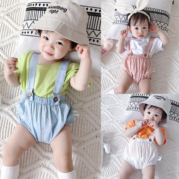 newborn baby girls boys solid +suspender denim shorts outfits summer set, White
newborn baby girls boys solid +suspender denim shorts outfits summer set, White