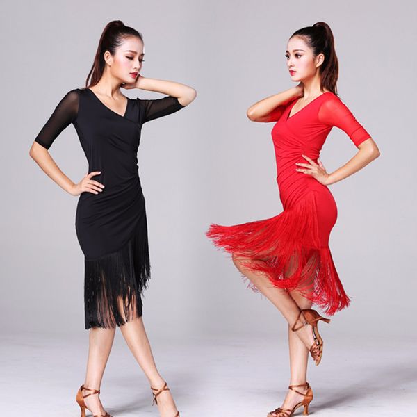 2020 new ladies latin dance dress women black stage costumes tassel salsa v-neck rumba/samba salsa perform fitness dancewear, Black;red
2020 new ladies latin dance dress women black stage costumes tassel salsa v-neck rumba/samba salsa perform fitness dancewear, Black;red