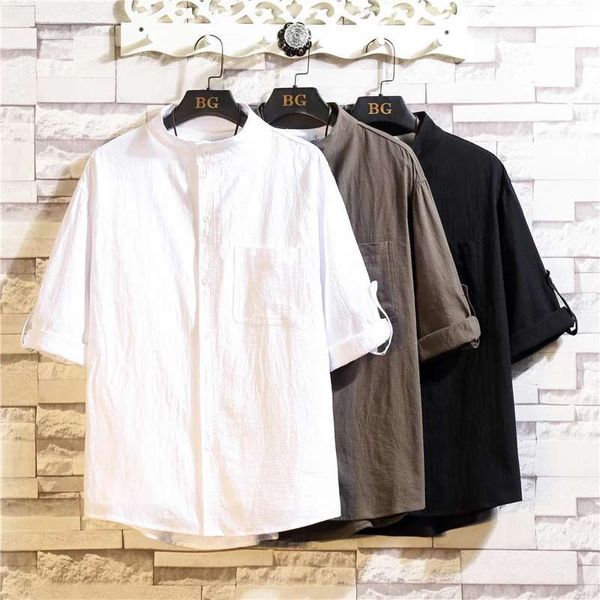 mens summer fashion solid half sleeves casual loose blouse cotton and linen round collar blouse for men shirt top, White;black
mens summer fashion solid half sleeves casual loose blouse cotton and linen round collar blouse for men shirt top, White;black