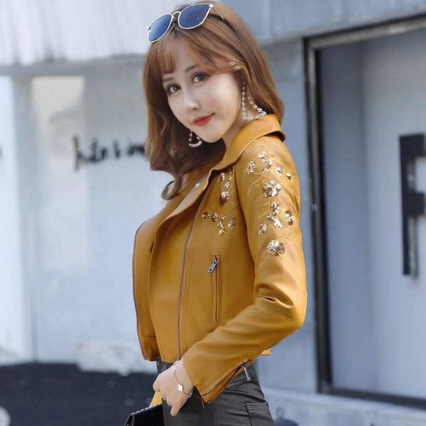 2020 new autumn women flowers embroidery motorcycle biker coat short pu leather female punk streetwear faux leather jacket a102, Black
2020 new autumn women flowers embroidery motorcycle biker coat short pu leather female punk streetwear faux leather jacket a102, Black