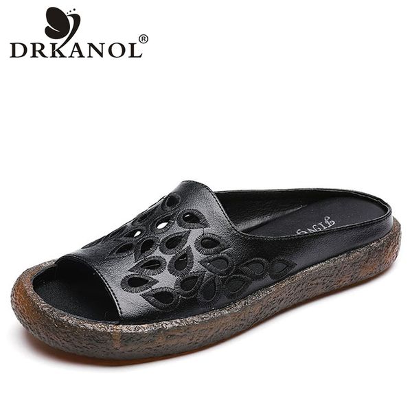 drkanol fashion genuine leather summer slippers women open toe casual slippers ladies soft bottom embroidery outside flat slides, Black
drkanol fashion genuine leather summer slippers women open toe casual slippers ladies soft bottom embroidery outside flat slides, Black