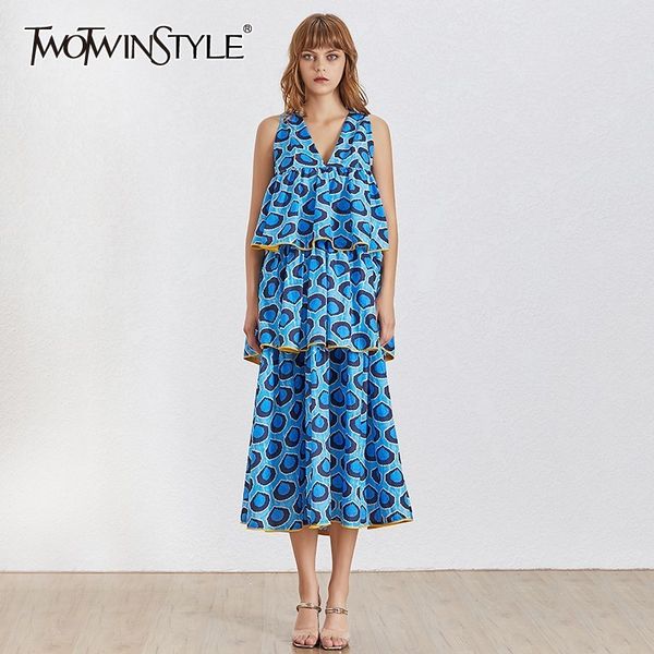 twotwinstyle summer sleeveless women dress v neck backless high waist ruffles hit color midi dresses female fashion 2020, Black;gray
twotwinstyle summer sleeveless women dress v neck backless high waist ruffles hit color midi dresses female fashion 2020, Black;gray