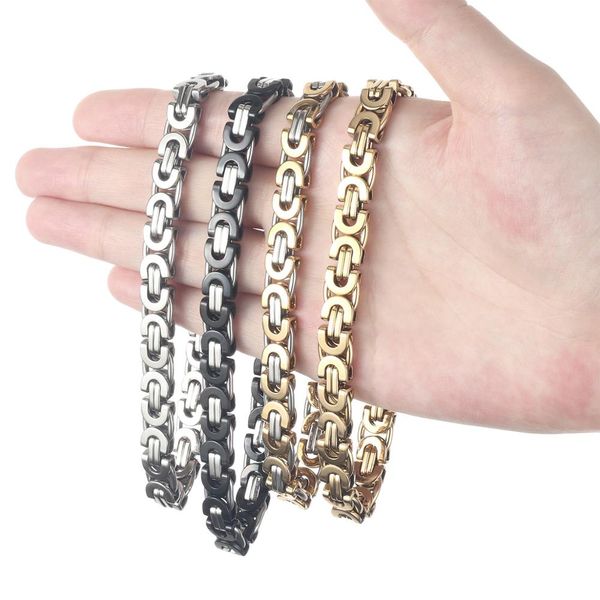 8mm hip hop black gold silver color stainless steel flat byzantine chain bracelet for men bracelets male jewelry
8mm hip hop black gold silver color stainless steel flat byzantine chain bracelet for men bracelets male jewelry