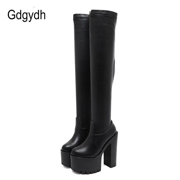 gdgydh thigh high boots for tall women utral high heels shoes nightclub party platform boots over the knee women stretch winter, Black 
gdgydh thigh high boots for tall women utral high heels shoes nightclub party platform boots over the knee women stretch winter, Black