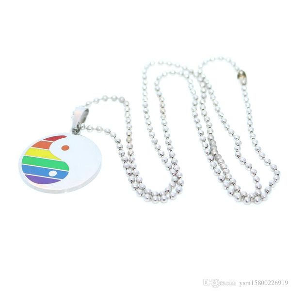 fashion round gay logo stainless steel pendant necklace fashion jewelry rainbow design 50 cm long chain, Silver
fashion round gay logo stainless steel pendant necklace fashion jewelry rainbow design 50 cm long chain, Silver