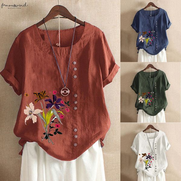 women casual plus size o neck floral printed crew neck loose button tunic shirt blouse short sleeves for female, White
women casual plus size o neck floral printed crew neck loose button tunic shirt blouse short sleeves for female, White