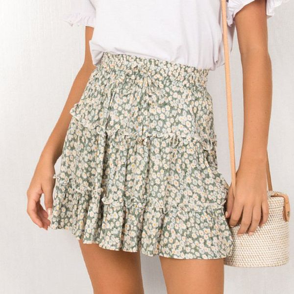 women summer floral print pleated mini skirt elegant high waist short beach holidays casual skirt boho cotton, Black
women summer floral print pleated mini skirt elegant high waist short beach holidays casual skirt boho cotton, Black