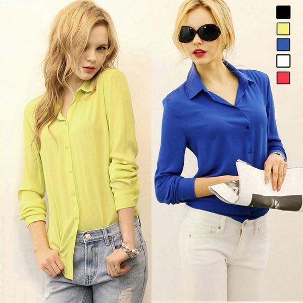 new new women's solid color pointed shirt collar long sleeve large size chiffon shirt shirt, White
new new women's solid color pointed shirt collar long sleeve large size chiffon shirt shirt, White