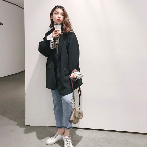 blazer jacket autumn winter women splice stripe loose casual black suit coat office lady korean elegant plus size outerwear, White;black
blazer jacket autumn winter women splice stripe loose casual black suit coat office lady korean elegant plus size outerwear, White;black