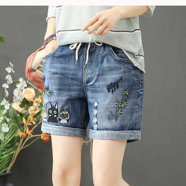 womens jeans denim shorts 3 cats embroidery cartoon retro vintage fashion casual for summer az22431716, Blue
womens jeans denim shorts 3 cats embroidery cartoon retro vintage fashion casual for summer az22431716, Blue