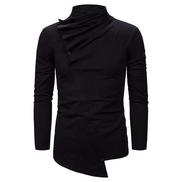 dark autumn 2020 men's fashion heap collar oblique buttons design irregular crop cultivating long-sleeved t-shirt xh03, Black
dark autumn 2020 men's fashion heap collar oblique buttons design irregular crop cultivating long-sleeved t-shirt xh03, Black