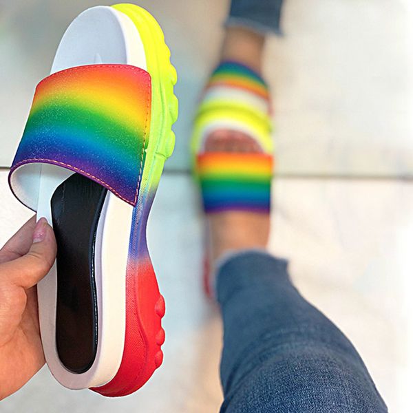 design women rainbow slides ladies casual comfortable slippers women flat platform non slip women's outdoor beach shoes female, Black
design women rainbow slides ladies casual comfortable slippers women flat platform non slip women's outdoor beach shoes female, Black