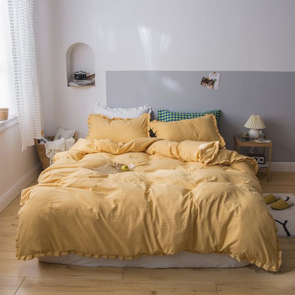 bedding sets simple solid set ruffle duvet cover quilt bed linen soft washed cotton polyester twin home textile
bedding sets simple solid set ruffle duvet cover quilt bed linen soft washed cotton polyester twin home textile