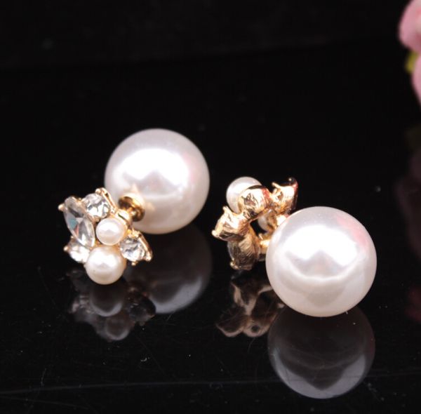 pearl earrings stud earrings double side diamond two ball for women crystal jewelry earrings christmas gift, Golden;silver
pearl earrings stud earrings double side diamond two ball for women crystal jewelry earrings christmas gift, Golden;silver