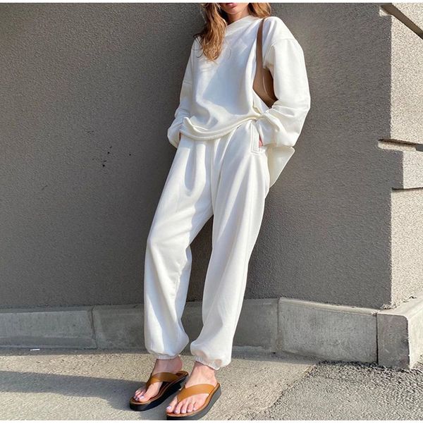 cotton solid loose women streetwear suits o neck long sleeve elastic waist female sets 2020 autumn fashion casual ladies suit, White
cotton solid loose women streetwear suits o neck long sleeve elastic waist female sets 2020 autumn fashion casual ladies suit, White