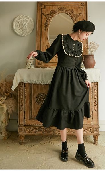 2020 o-neck black a line long-sleeved vintage 2020 new fashion new women's velvet lace dress autumn winter dresses, Black;gray
2020 o-neck black a line long-sleeved vintage 2020 new fashion new women's velvet lace dress autumn winter dresses, Black;gray