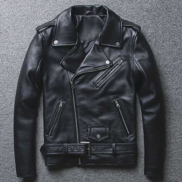 men's leather & faux fashion genuine 2021 jacket men diagonal zipper motorcycle clothing youth slim fit cowhide turn-down collar coat, Black
men's leather & faux fashion genuine 2021 jacket men diagonal zipper motorcycle clothing youth slim fit cowhide turn-down collar coat, Black