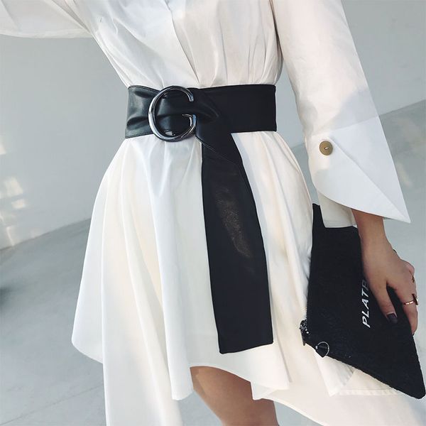 black pu leather sash women wide long waist belt 2020 autumn winter fashion clothing decoration ladies coat shirt belts, Black;brown
black pu leather sash women wide long waist belt 2020 autumn winter fashion clothing decoration ladies coat shirt belts, Black;brown