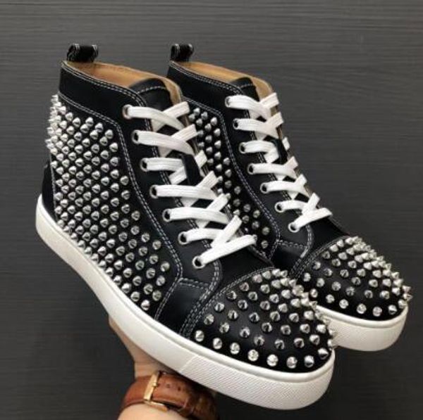 2019 designer fashion black genuine leather spikes high sneakers laboutin rivet men women red bottom casual shoes size 36-46
2019 designer fashion black genuine leather spikes high sneakers laboutin rivet men women red bottom casual shoes size 36-46