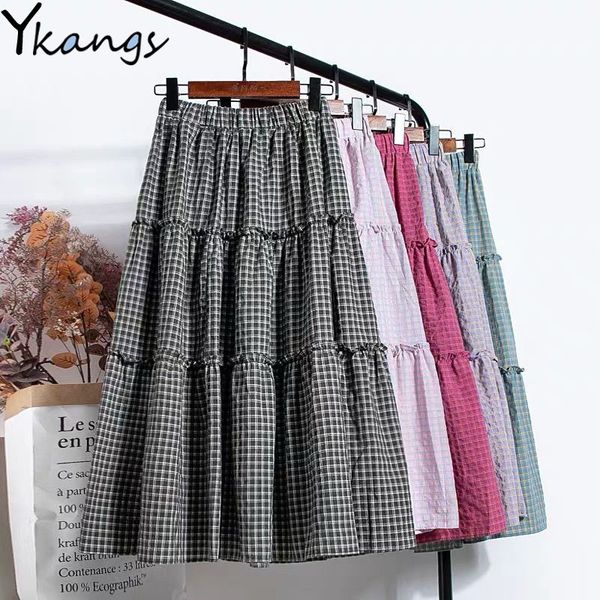elastic high waist plaid skirtwomen korean fashion kawaii pleated skirt purple lattice stitching elegant gentle midi long skirt, Black
elastic high waist plaid skirtwomen korean fashion kawaii pleated skirt purple lattice stitching elegant gentle midi long skirt, Black